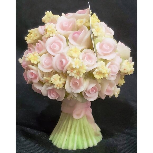 Seraphim Roses THANK YOU BOUQUET pink flower figure Heaven on Earth 84391 3.7"hi - Picture 3 of 8